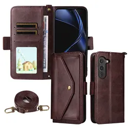 Classic Leather Crossbody Wallet Phone Case with Shoulder Strap and Anti - Drop Flip Cover - Fits Multiple Devices and Holds 3 Cards - OPPO A5X (Coffee)