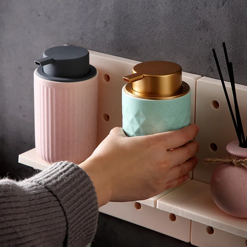 Ceramic press type bath gel bubble bottle hand wash shampoo soap dispenser bathroom accessories household liquid lotion bottle soap dispenser