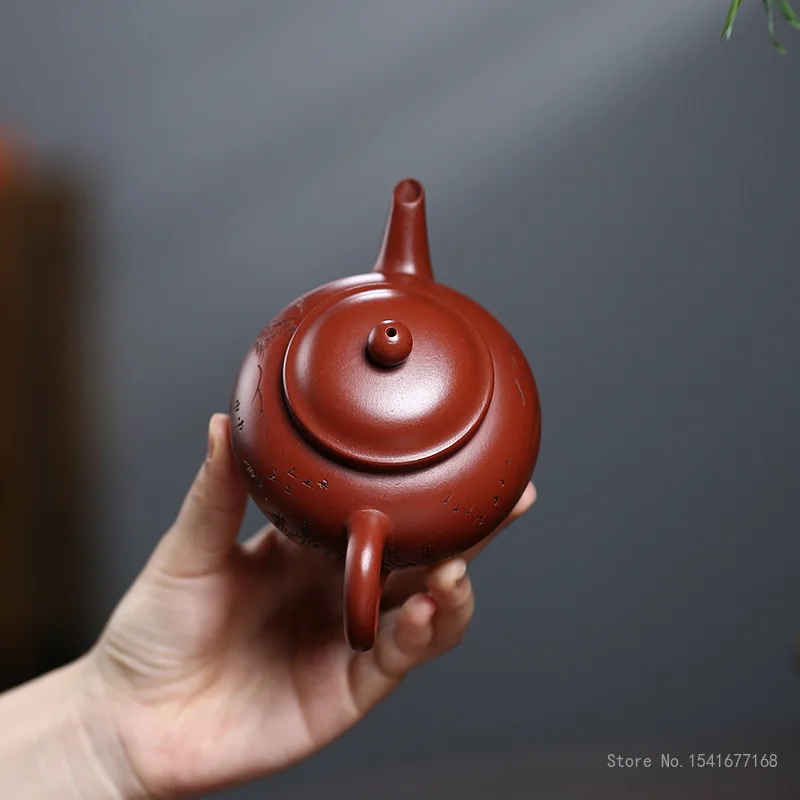 Chinese Style Mountain lines Teapot, Purple Clay Raw ore Dahongpao, Kung Fu Household, Pure Handmade , 210ml, Tea Pots, New, 1Pc