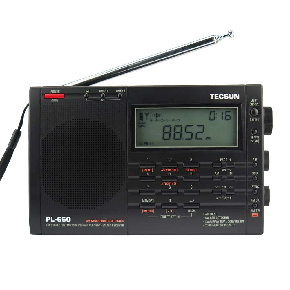 Nuovo Tecsun Pl-660 Radio Portatile Dab Fm Stereo Lw Sw Mw Air Pll Ssb World Band Dsp Ricevitore Altoparlante