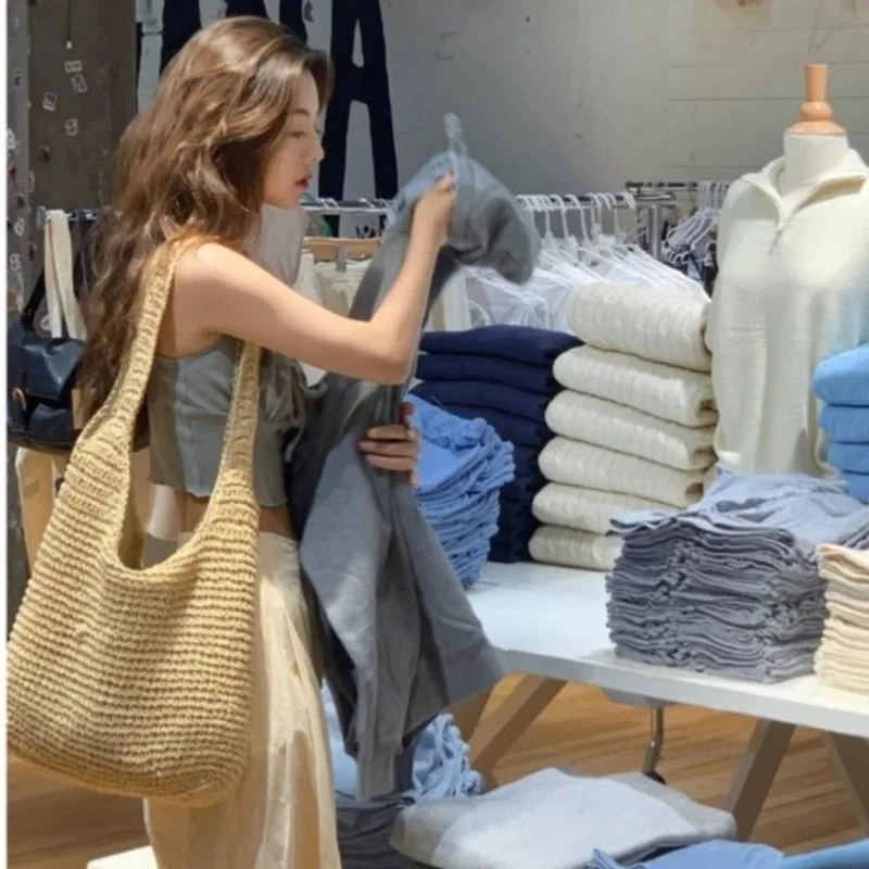 JIAERDI Beach Vacation Woven Shoulder Bags Purse Women Summer Large Capacity Tote Bag Female Holiday Harajuku Straw Handbag 2025