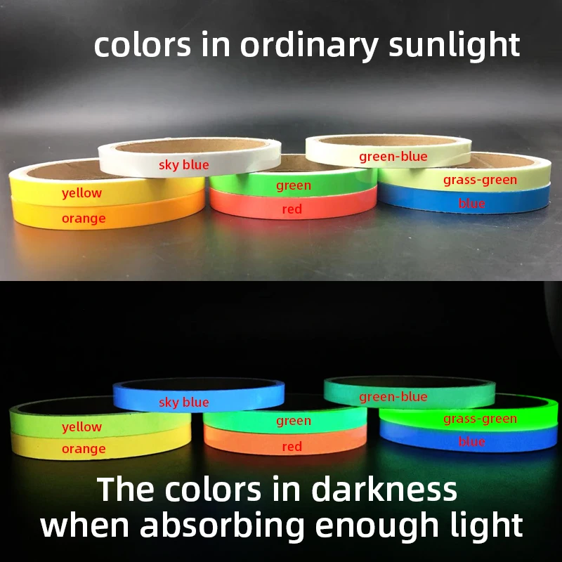 3m/5m Luminous Tape Glow In Dark Fluorescent Self-adhesive Colorful Tape Safety Warning Security Stage Home Party Decor fluorescent tape luminous tape