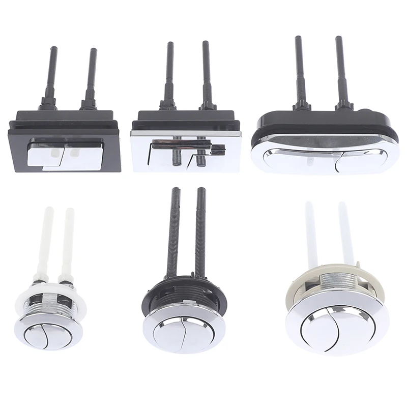 Dual Flush Toilet Water Tank Button 1pc Round Square Toilet Valve Rods Push Button Water Saving For Cistern Bathroom