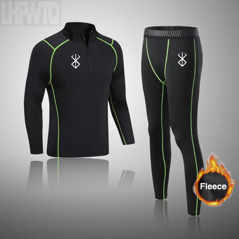 Winter Ski Thermal Underwear Sets Men Sweatwicking Zip Quick Dry Tracksuit Skiing Thermo Underwear Long Johns