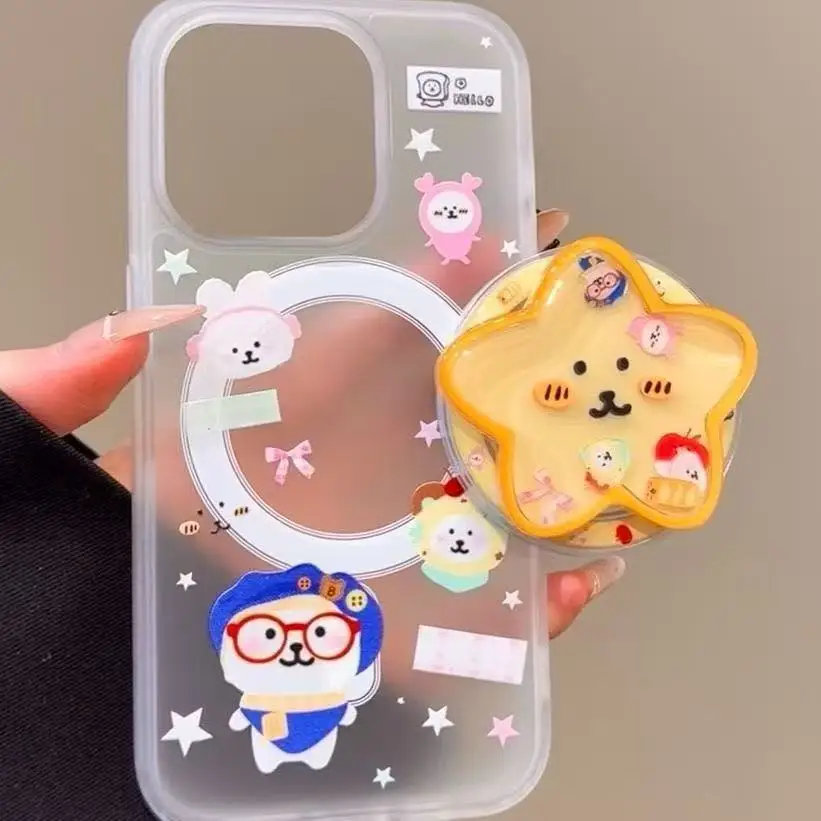 Star Shake Cartoon Magnetic Griptok Stand with Wireless Charging Feature