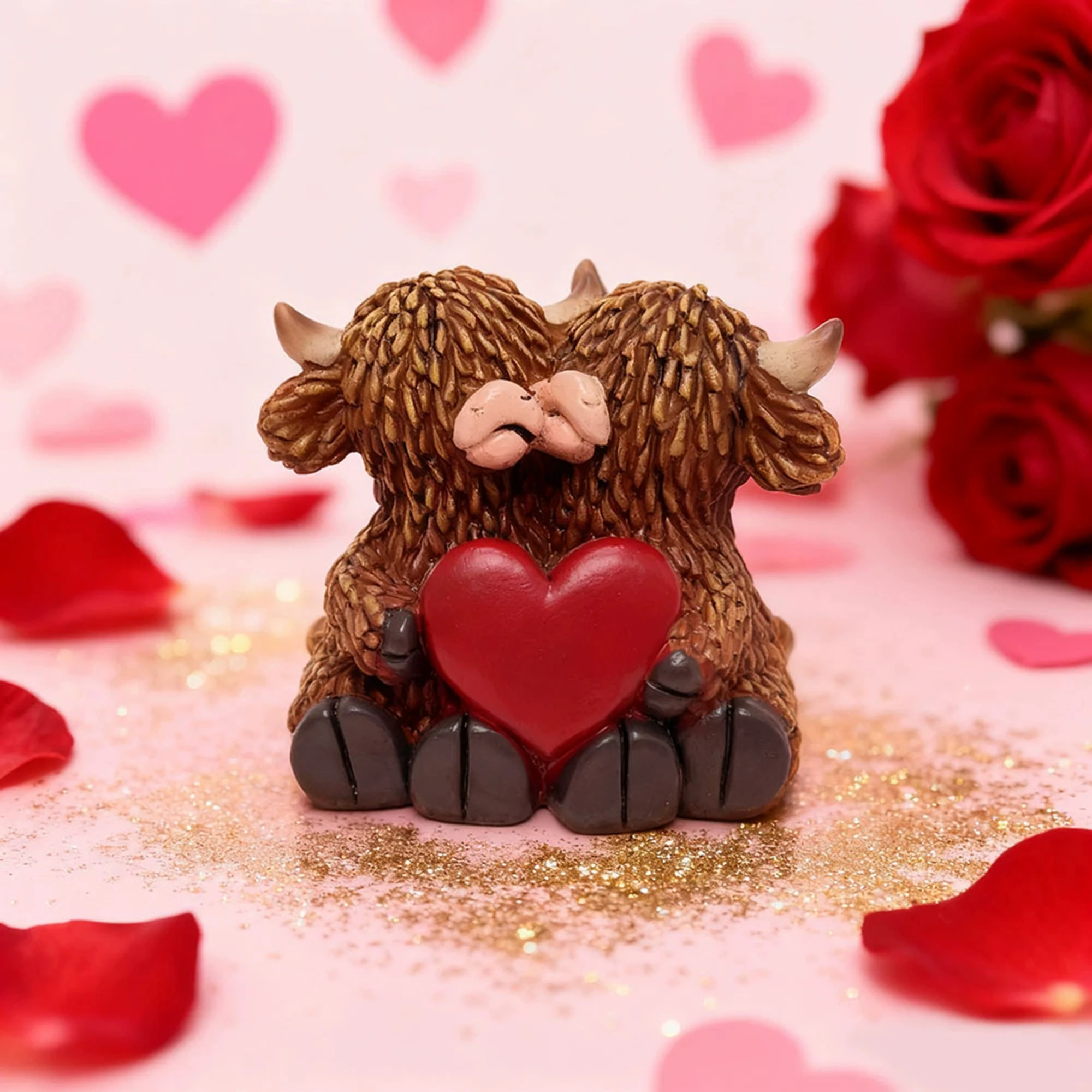 Handcrafted Highland Cow Sculpture Resin Adorable Highland Cattle Statue for Indoor Outdoor Decor and Gifts