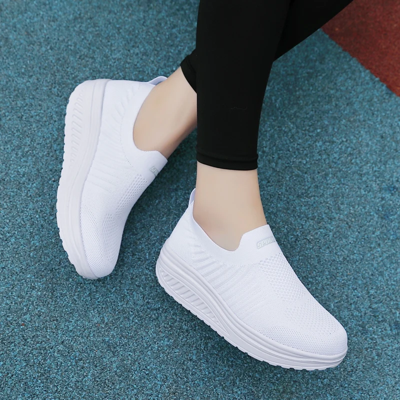 Women Casual Shoes Fashion Breathable Walking Mesh Flat Shoes Sneakers Women High quality HigherShoes White Female Footwear Womens Sneakers