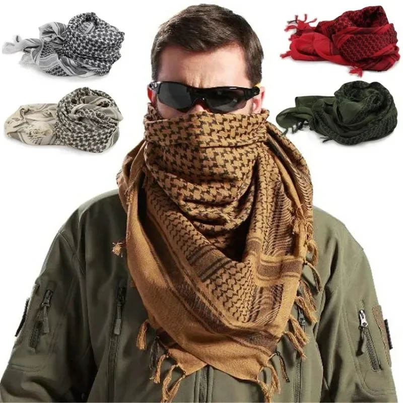 Face Scarf Headgear Military Uniform Tactical Outdoor Army Arab Scarf Shawl Wrap Tassel for Men Militar Soldier Hiking