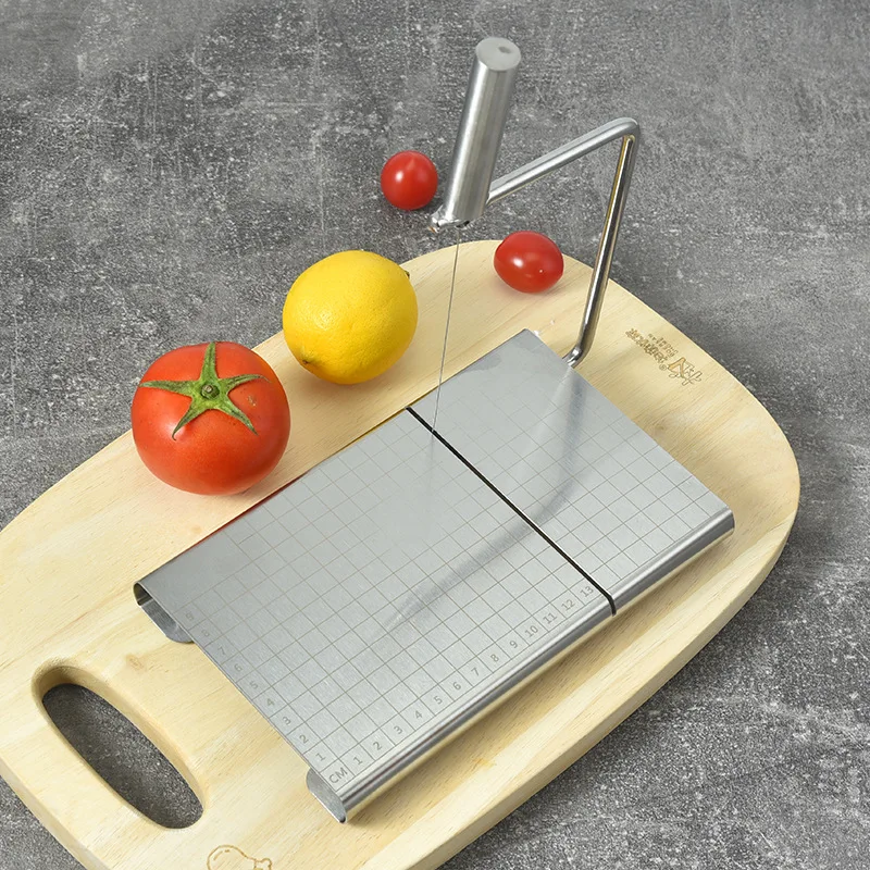 Stainless steel cheese slicer with scale for household use, butter, cheese, cheese, ham slicer, kitchen cutter, baking tool
