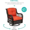 3-Piece Outdoor Wicker Patio Bistro Set w/2 360-Degree Swivel Rocking Chairs and Tempered Glass Top Side Tempered Glass Top Side 2