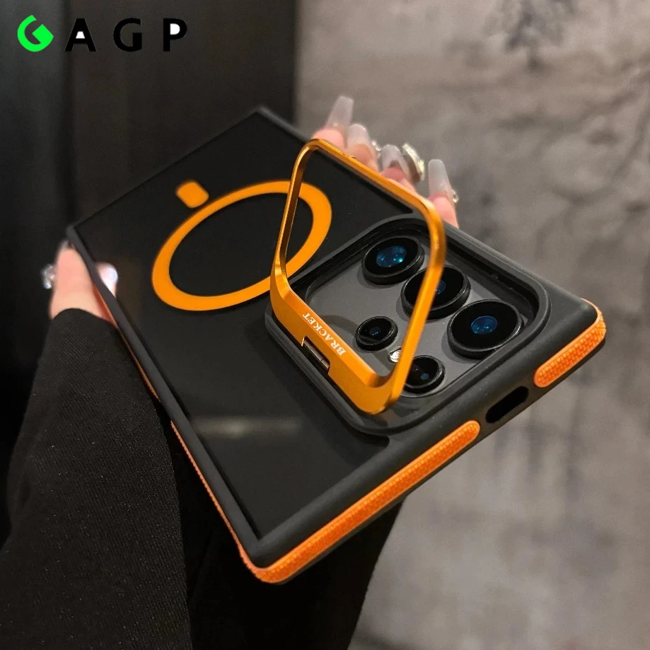 Premium Flip Metal Lens Holder Case with Magnetic Wireless Charging