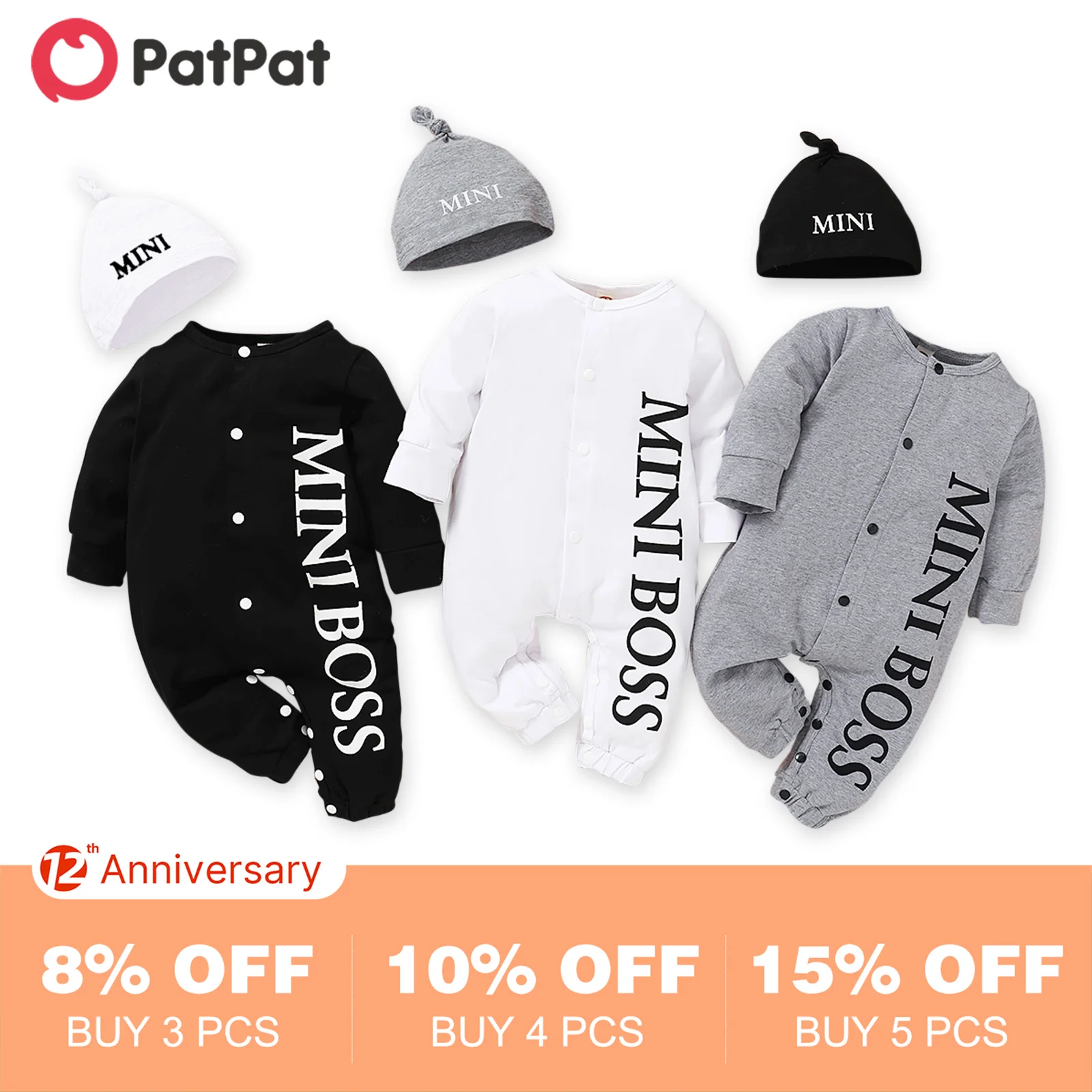 PatPat Hot Sales Spring and Summer Baby Boy MINI BOSS Rompers with Hat Short Long Sleeve Baby‘s Clothing |