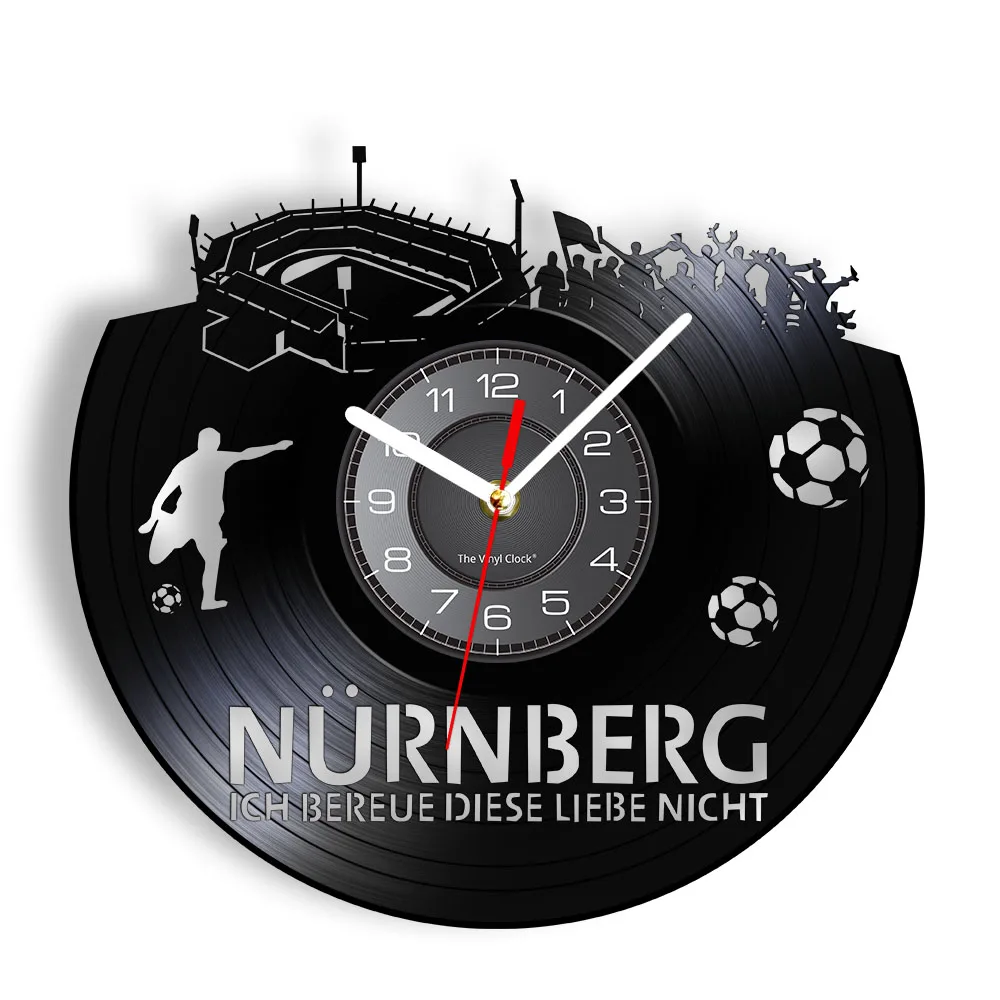 

Часы Nurnberg с виниловой пластиной и изображением футбольного стадиона
