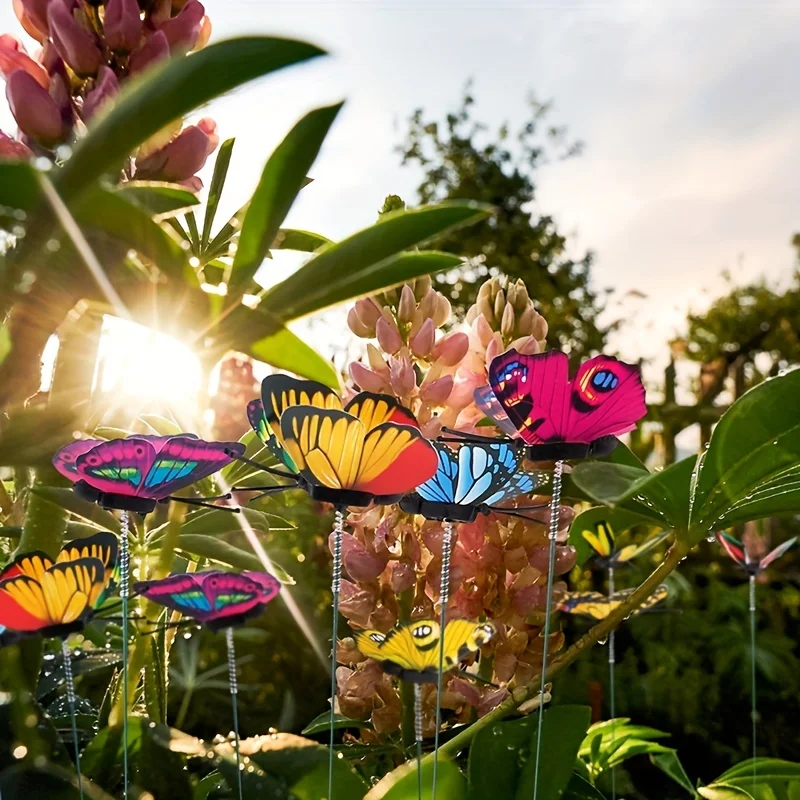 Imulation Butterfly Garden Yard Planter Butterfly Flower Colorful Arrangement 10PCS Indoor/Outdoor Decor Flower Pots Decoration butterfly decoration garden art decor