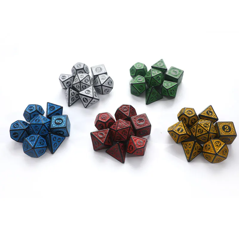 DND RPG 테이블 게임용 다각형 주사위 세트, 조각 패턴 주사위 세트, 색상..