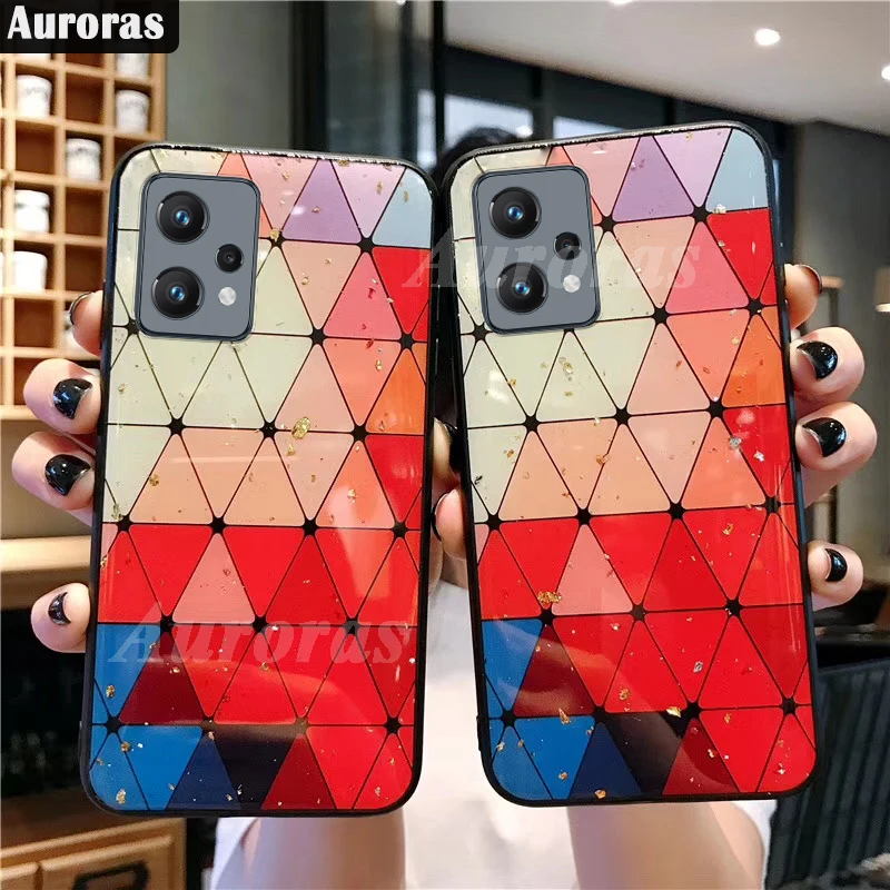 Auroras для Oneplus Nord CE 2 Lite 5G Rhombus рисунок золотой фольги красочный с ремешком