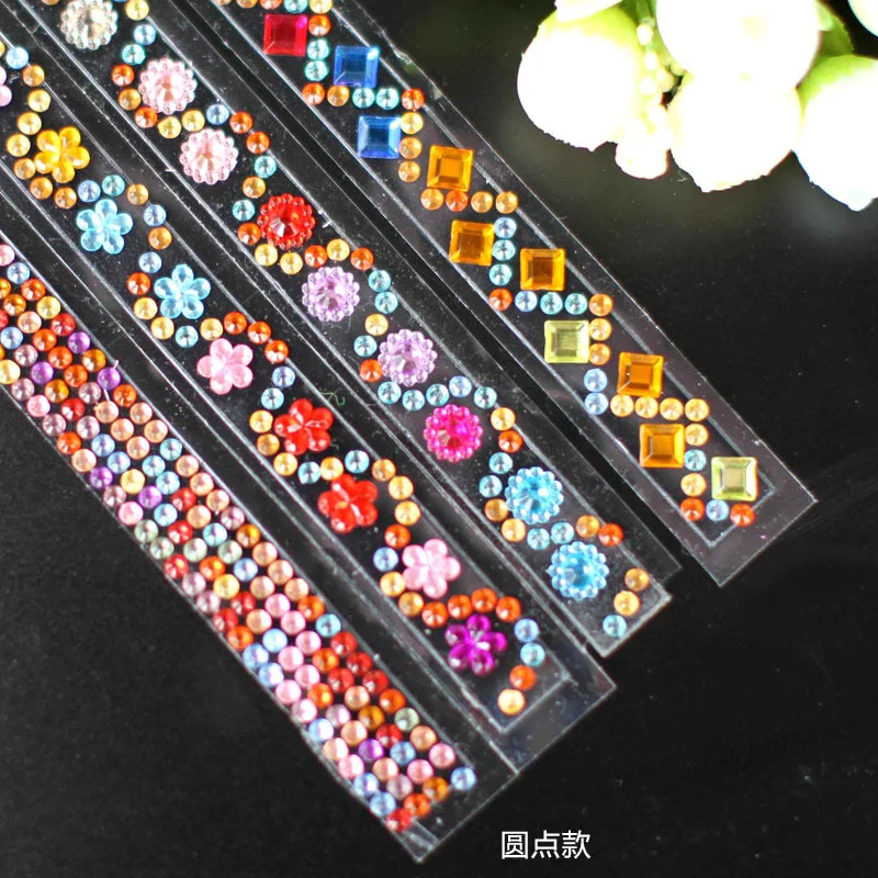 자기 접착제 아크릴 크리스탈 라인 석 다이아몬드 스티커 테이프 롤 어린이위한 수제 DIY 재료 앨범 노트북 장식