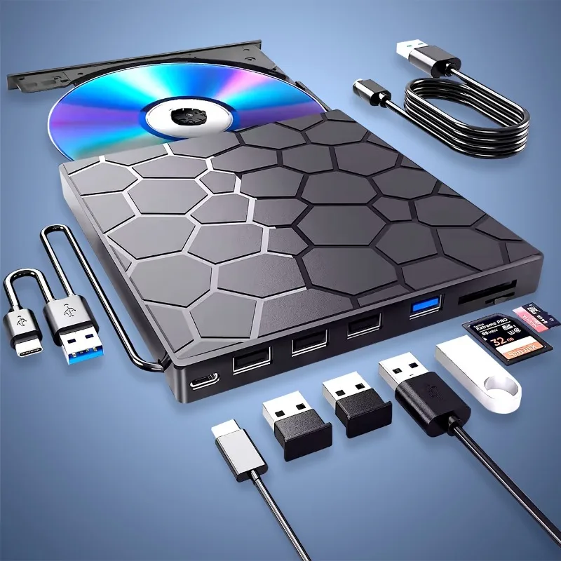 Usb7-in-1 Multi-function Optical Drive Desktop Computer External Dvd Burner Notebook Universal Optical Drive Box Extension Dock