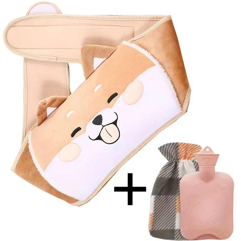 Hot Water Bottle Cartoon Hot Water Bottle with Waist Cover Wrap Around Warm Water Bag Belt Hand Warmer Pocket for Menstrual Cramps Pain Relief