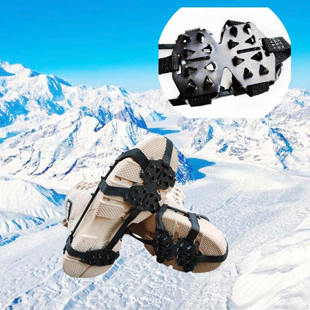 Description Picture 6 of item24 Teeth Mountaineering Cleats Anti-Slip Bundled Crampons Unisex Climbing Shoe Spikes Walking Hiking Accessories