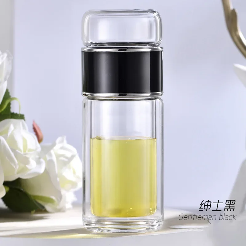 Elegant Double-Layer Glass Tea Infuser Tumbler with Filter