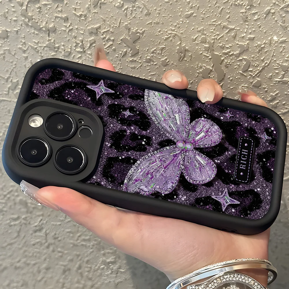 Candy Color Black Butterfly Silicone Phone Case - Soft and Stylish Cover