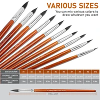 Professional Watercolor Paint Brushes Set of 10pcs Premium Round Pointed Tip Nylon Hair Artist Brushes for Acrylic, Watercolor 2