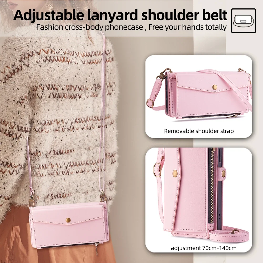 Leather Wallet Crossbody Case - Sleek Design with Multi-Model Compatibility