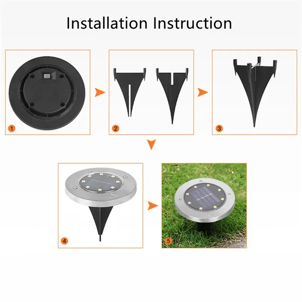 4/1Pack 8LED Solar Power Disk Light Outdoor Garden Solar Underground Light Deck Spotlight Buried Led Lamp Garden Decor solar lights,solar led lights,solar ground lights,garden lighting