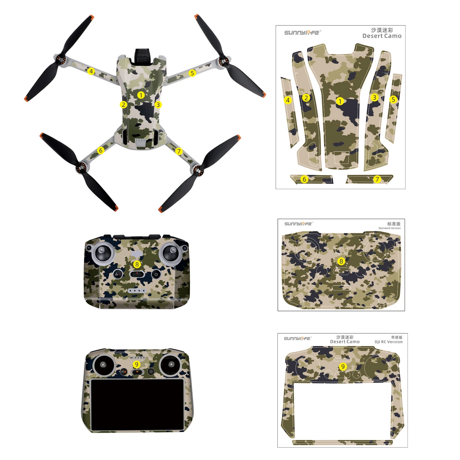 PVC Sticker Mini 3 Drone Decals Controller Skin Stickers Set for DJI Mini 3 Accessories