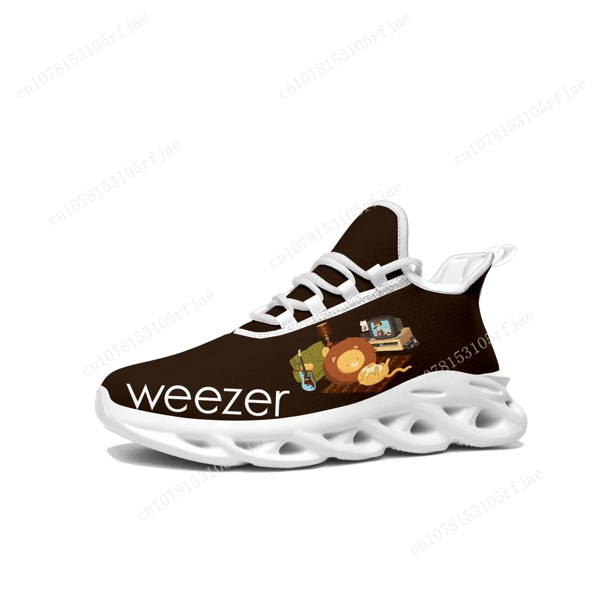 Weezer 밴드 팝 플랫 스니커즈, 핫 힙합 래퍼, 스포츠 러닝화, 운동화 레이스업 메쉬 신발, 맞춤형 신발, 남녀공용