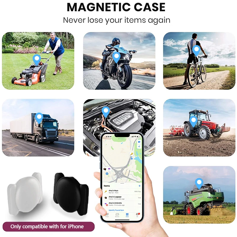 GPS Smart Tag 1/4Pack for Apple Find My Tracker Kits with Strong Magnetic Suction Silicone Shell Anti-loss for Motorcycles & Car