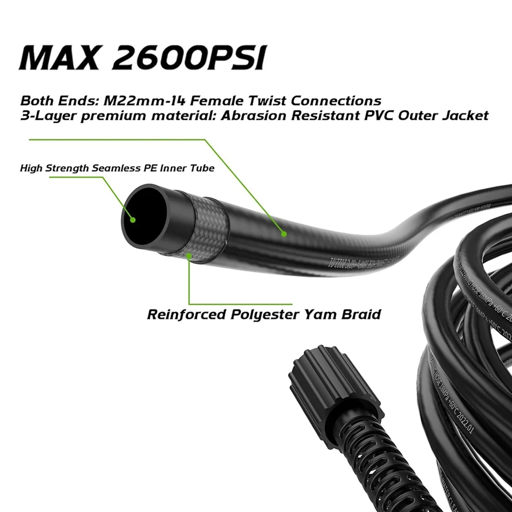 High Pressure Washer Hose with M22-15mm Thread Connector for Huter Car Washing hose Garden Cleaning Jet Wash Extension Pipe 6