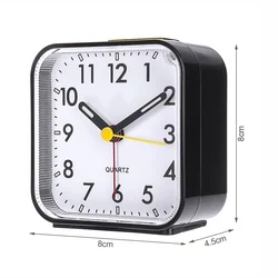 Compact Silent Alarm Clock with Light and Snooze (Black)