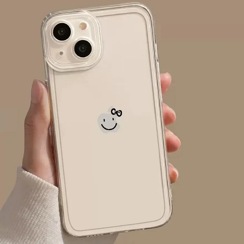 Charming Smiling Face Bow Couple Phone Cases - Paired Covers Shell s