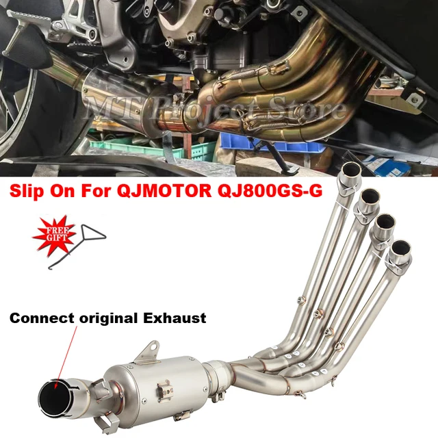 Motorcycle Exhaust Escape System Modified Front Link Pipe Connect Original Muffler Slip On For QJMOTOR QJ800GS-G QJ 800 GS-G