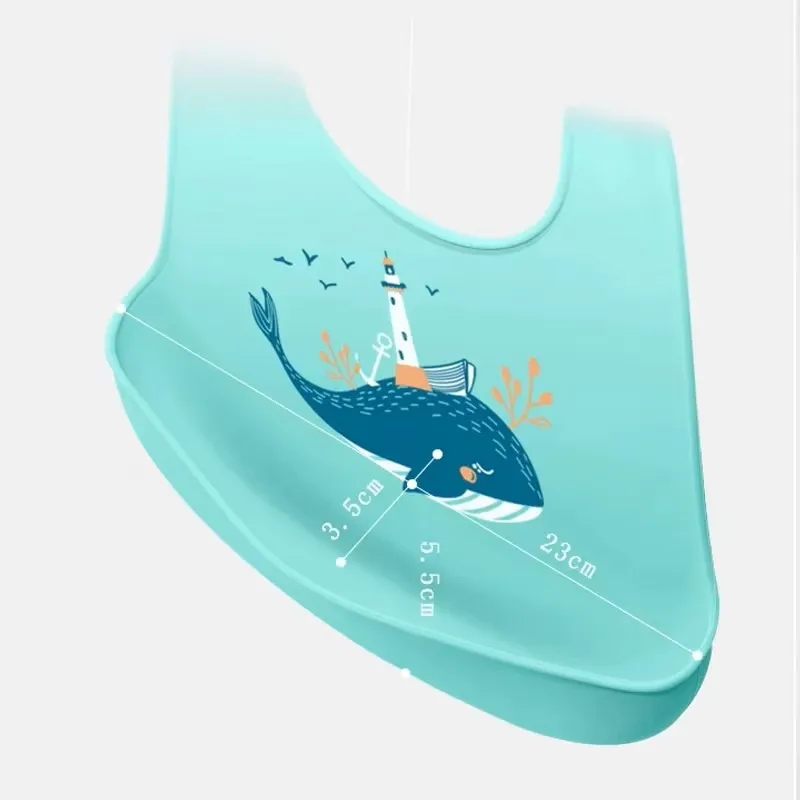 Waterproof Silicone Baby Bibs Adjustable Printed Design for Girls Boys Soft Leak-Proof Feeding Bibs BPA-Free