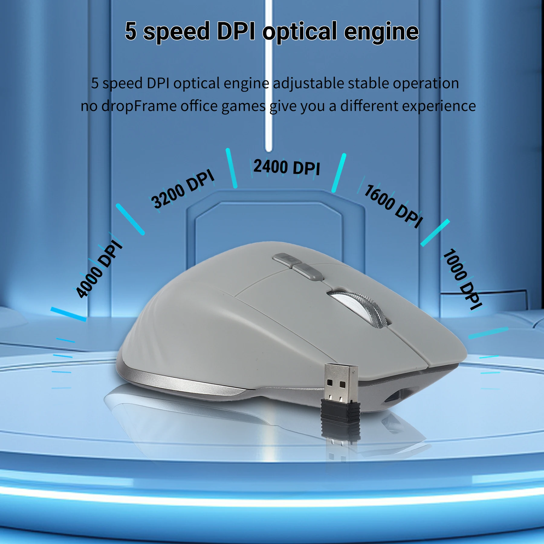 Mouse para Jogos sem Fio Tri-mode Bluetooth 2.4g Ergonômico Usb-c Rgb Recarregável Ratos para Laptop pc Tablet 5dpi - Imagem 5