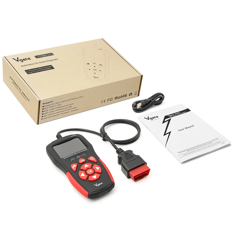 VR800 Vgate OBD2 결함 코드 리더 OBD-II CAN 진단 스캔 도구 검사