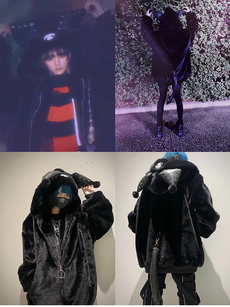 Lautaro Winter Oversized Warm Thick White Faux Fur Coat Women with Hood Sweet Cute Kawaii Japanese Style Fashion Fluffy Jacket