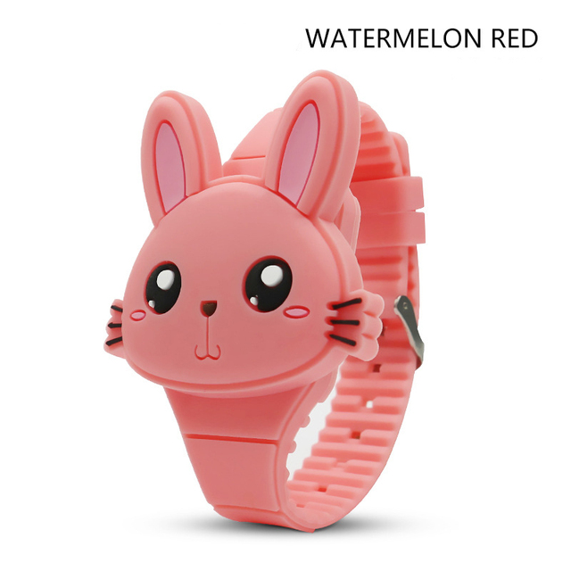 Rabbit Girls Watches with Bracelet Flip Cover Rubber Led Digital Kids Watch Child Clock Relogio Infantil Menino