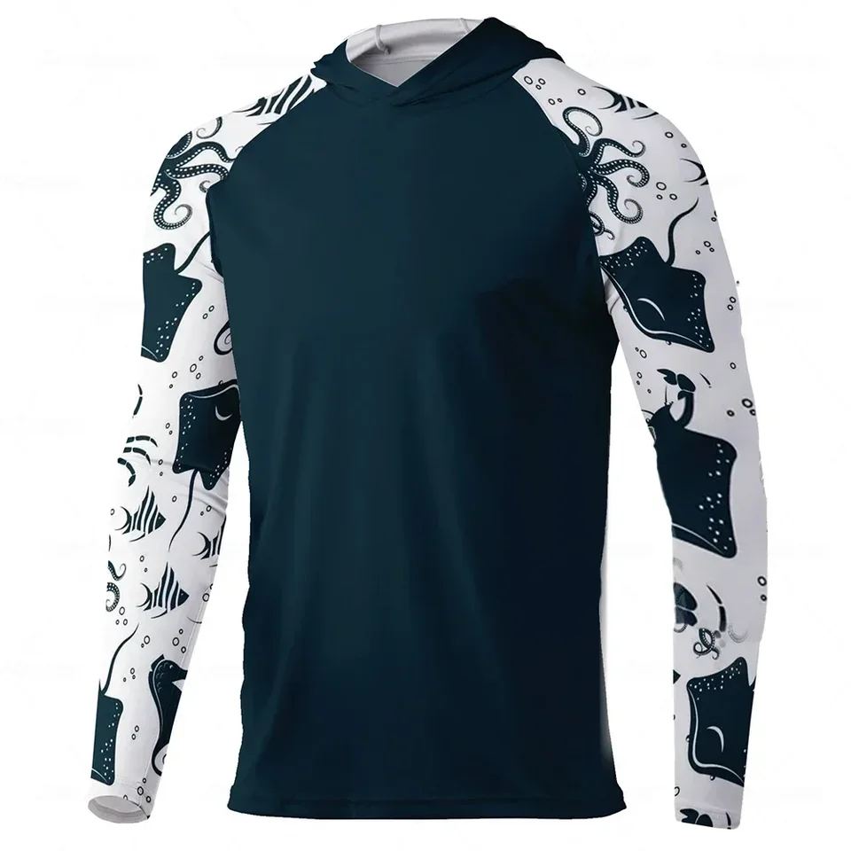 Chemise De Pêche Huk Homme, 3XL, Bleue, à Capuche, Manches Longues, Séchage Rapide, UV