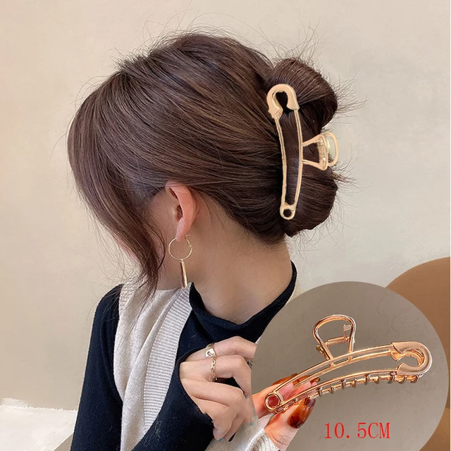 AWAYTR Rhinestone Metal Hair Claw Crab Clip For Women Girls Shiny Barrette Hairpin Crystal Pearl Hair Accessories Jewelry Gift 0985-c 10.5cm