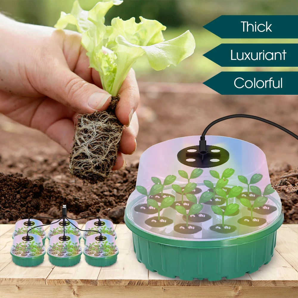 Grow Light Germination Grow Box Seed Starter Tray Adjustable Vent Seedlings Propagator Containers