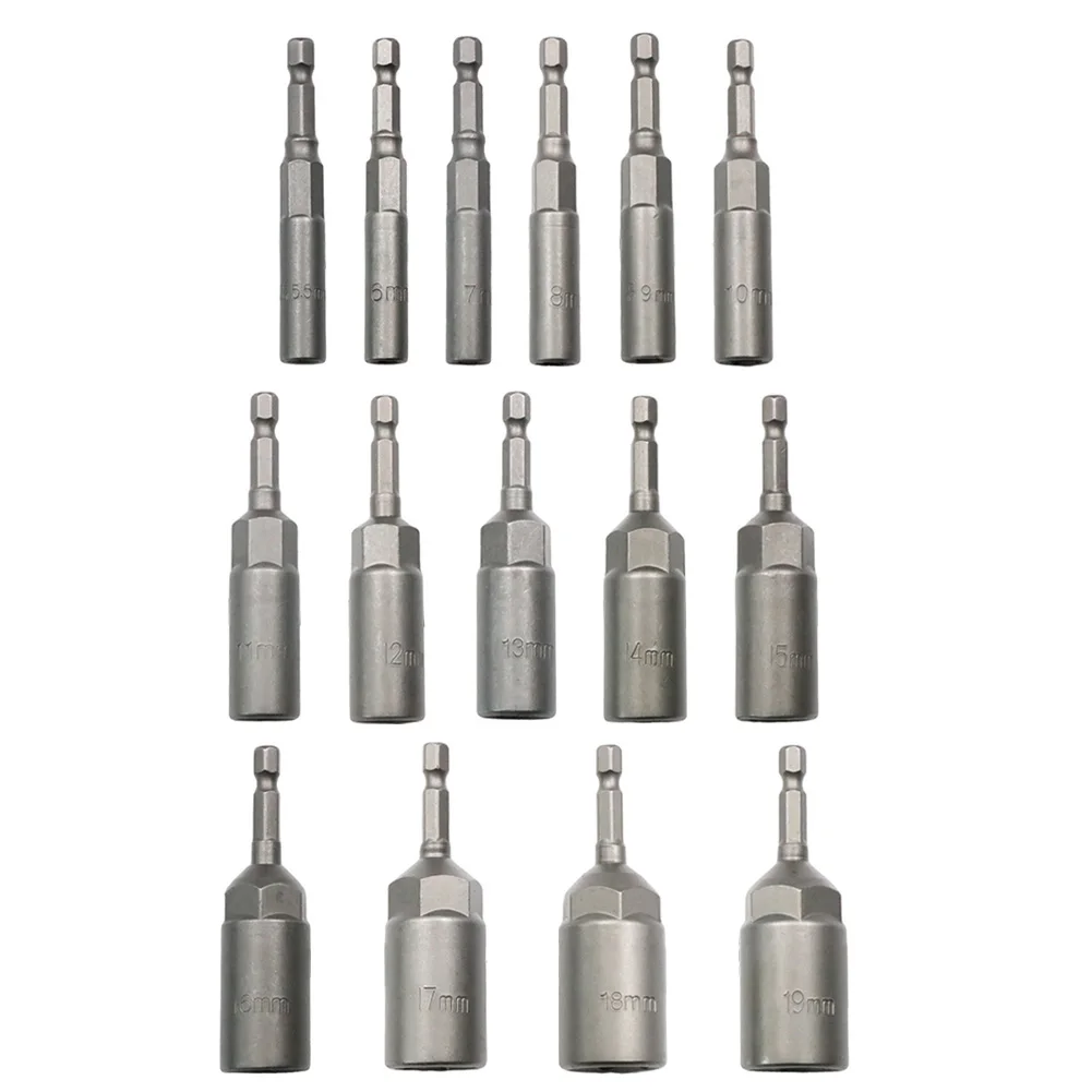 

Drill Electric Screwdrivers Hex Shank Socket Wrench Set With Case 1/4inch Hex 5.5-19mm 80mm Chrome Vanadium Steel