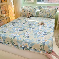 Floral Style Fitted Sheet Pure Cotton Bed Cover sabanas Adults Kids Bed Sheets Soft Bed Linen for Home (Pillowcase Need Order) 1