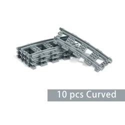 Straight and Curved Train Tracks with Accessories - DIY Building Set for Kids, 10-100 Piece Toy Bricks with Switch Rail Crossing (10pcs Curved)