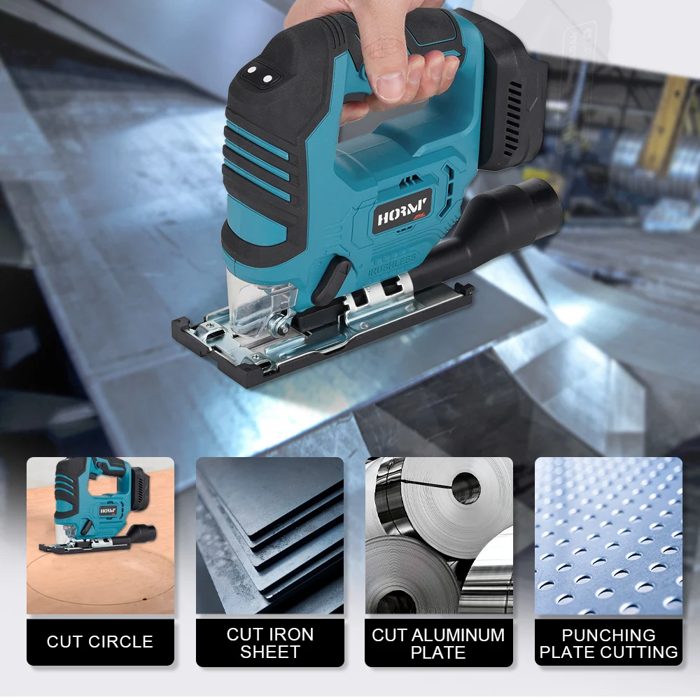 Hormy 18V Brushless Curve Saw 26mm Stroke Multi angle Cutting Saw For Makita 18V Lithium Battery Woodworking Electric Saw 3