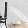 Matte Black Bathtub Shower Faucet Swivel Tub Spout Wall Mounted Bath Mixer Waterfall Bathtub Tap with Handheld Shower Head Crane 4