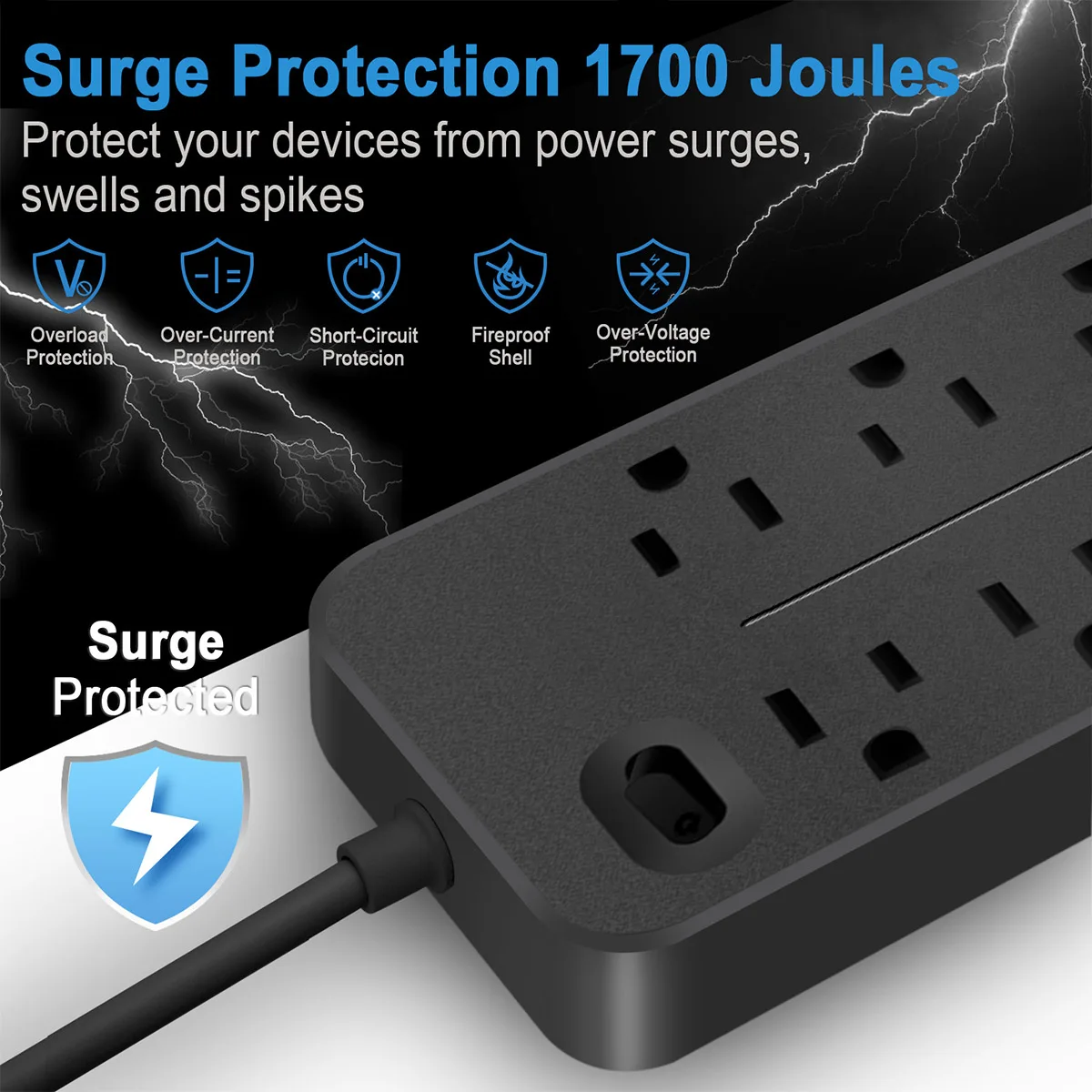 12-Port Power Strip with Surge Protection 2